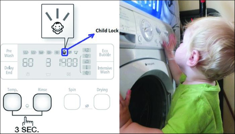 Chế Độ Khóa Trẻ Em - Cl Trên Máy Giặt Lg